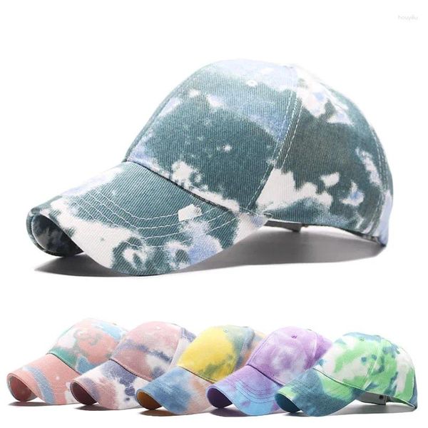 Bola bonés estilo coreano tie-dye boné de beisebol homens e mulheres casal verão chapéu de sol moda padrão de cor