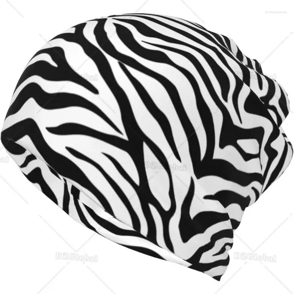 Berets Zebra Skin Colorido Padrão Beanie Chapéu Baggy Slouchy Chemo Beanies Cap Stretch Scarf Cabeça Envoltório Hip Hop Chapéus Para Homens Mulheres