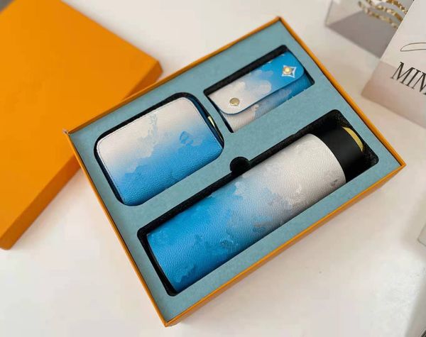 bolsa de cartão de moda + bolsa de chave + copo térmico caixa de moda três conjuntos de qualidade high-end