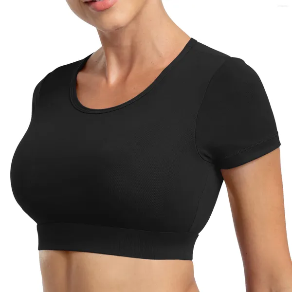 Damen-T-Shirts, rückenfreies Sport-Top mit abnehmbarem Brustpolster, Fitness-Anzug, lässiges Rundhals-T-Shirt