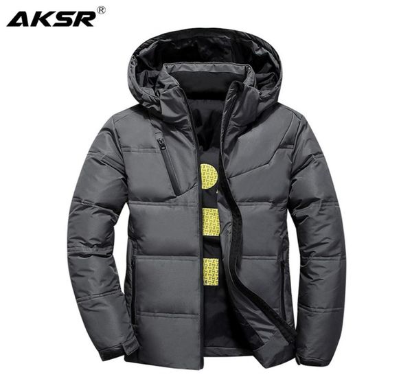 AKSR Herren Winter-Daunenjacke, Mantel, weiße Entendaunenjacke mit Kapuze, dick, warm, warm, Puffjacke, Doudoune Homme6096811