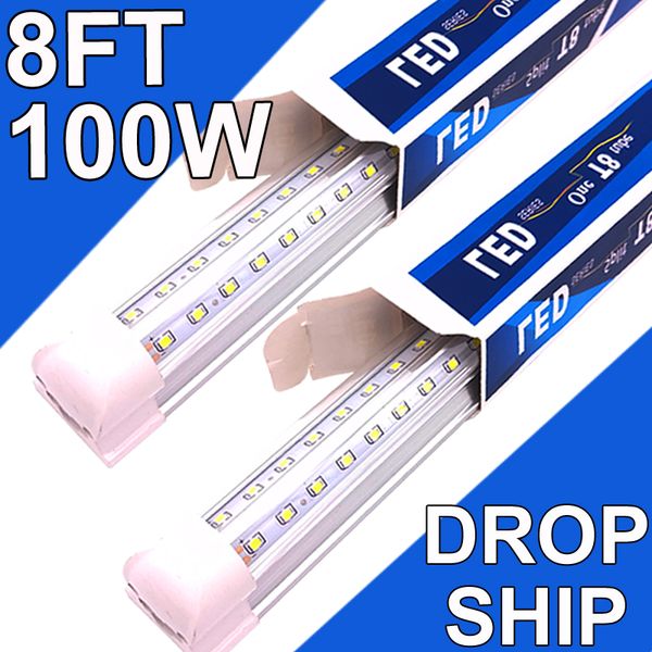 LED T8 Entegre Fikstür 8ft 100W bağlantılı LED mağaza lambası, LED tavan ışığı ve dolap ışığı, soğutucu, garaj, depolar, net kapak 25 paket tövbe