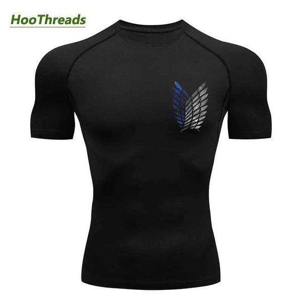 Herren-T-Shirts, Anime-Aufdruck „Attack on Titan“, Kompressionsshirts für Männer, Fitnessstudio, Workout, Sportbekleidung, Unterhemden, schnell trocknend, sportliche T-Shirts, T-Shirt-Oberteile, J240120