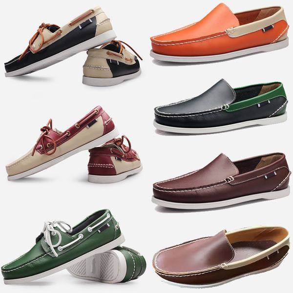 Novos sapatos de vela de tamanho grande para homens casuais sapatos de couro genuíno sapatos de condução britânicos únicos para homens tamanho 38-45