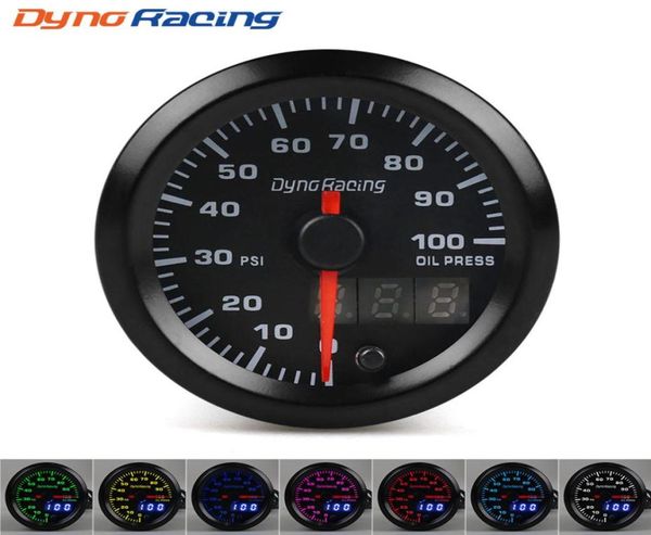 Dynoracing 2039039 Manometro olio a doppio display da 52 mm 7 colori Led 0100PSI Manometro pressione olio con motore passo-passo Misuratore per auto B6175837