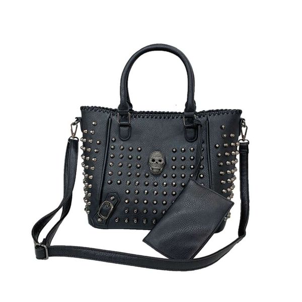 Totes Damen Tasche Pu Leder Umhängetasche Geldbörse Totenkopf Handtasche Punk Umhängetaschen mit Brieftasche Satchel Messenger Tote