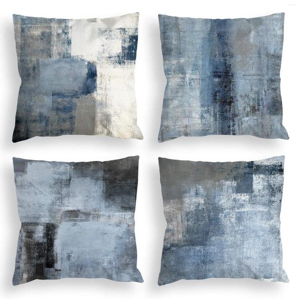 Kissen Nordic Blau Grau Abstrakte Leinen Kissenbezug Wohnzimmer Sofa Abdeckung 40 Hause Dekoration 60 Anpassbare