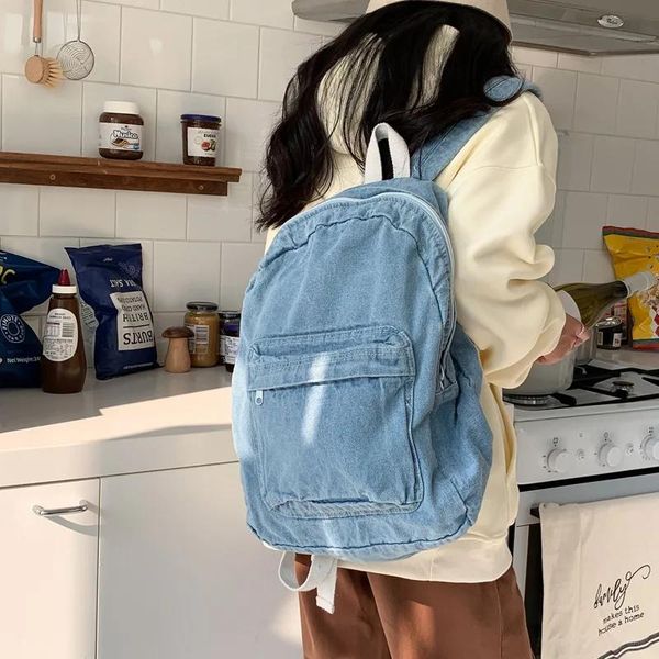 Sacos do vintage denim mochila estilo coreano moda casual estudantes escola notebooks mochila adolescentes faculdade bookbag sacos de viagem