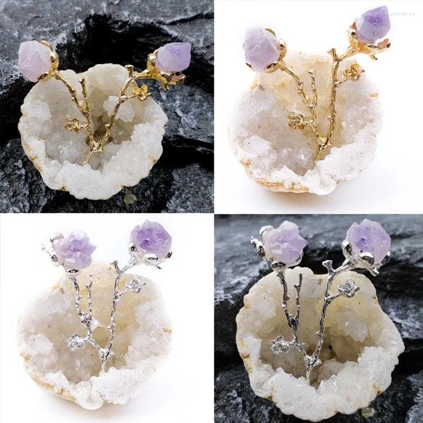 Sacchetti per gioielli Agata naturale Geode Rami di fiori Set Ametista Capelli gialli Tormalina nera Piccole pietre grezze grezze Soprammobili