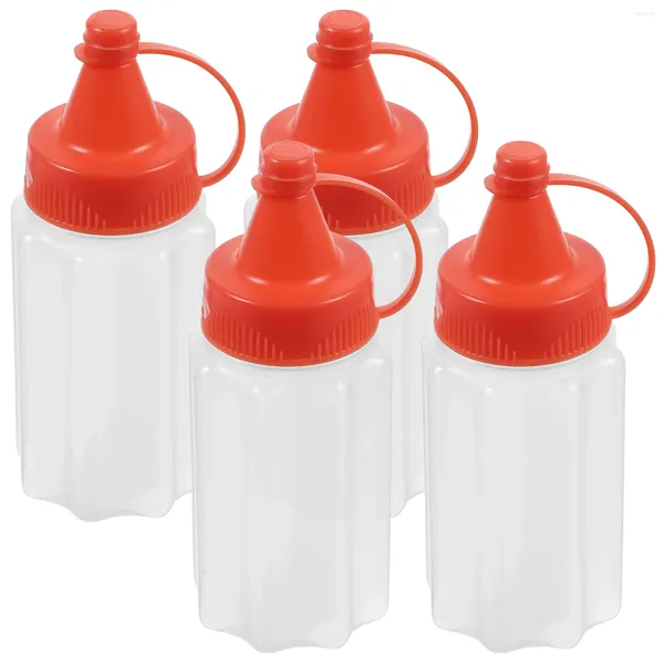 Set di stoviglie 4 pezzi Bottiglia di salsa spremuta Bottiglie di condimento Dispenser per insalata Olio d'oliva Senape Mini Contenitore per condimento ketchup
