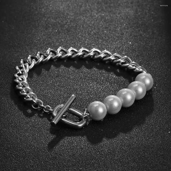 Charm Armbänder Süße coole Kette Splice Reflektierende Perlenarmband für Männer Kleiner Markt Hip Hop Mode Herren Titanstahl Großhandel