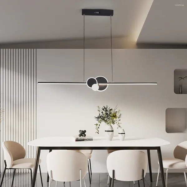 Lustres modernos pendurados led lustre mesas restaurantes cozinhas teto mínimo casa luzes decorativas linear