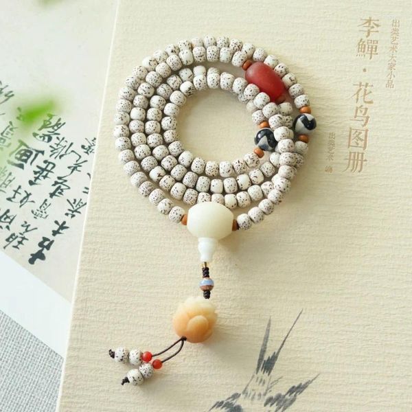 Bracciale con perline Strand Hainan Xingyue Bodhi in agata antica con dente di tigre Tibet