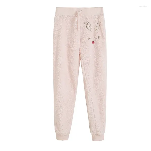 Pantaloni da donna con paillettes Home Winter Comodi caldi elastici a vita alta Cartoon Coral Velvet 9660