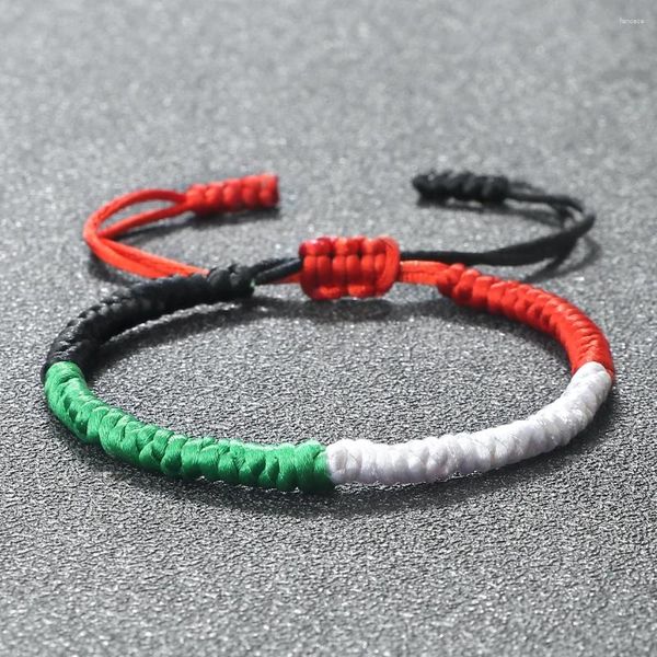 Link pulseiras bandeira da palestina cor trançada corda pulseira países do oriente médio cores misturadas ajustável jóias patrióticas feminino masculino