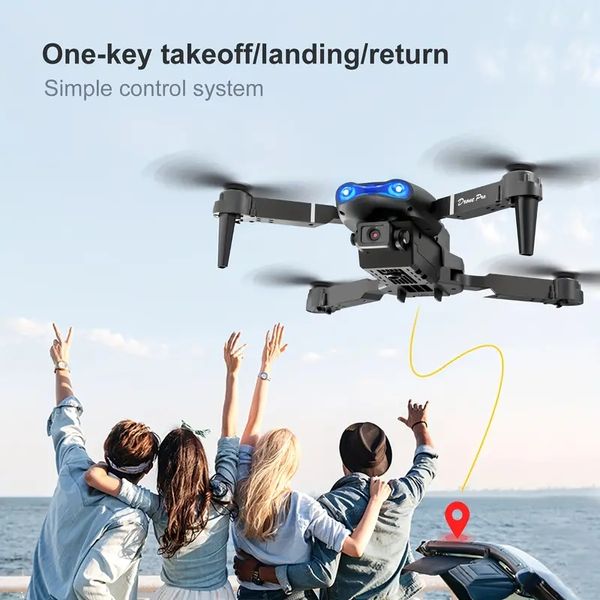 E99 Pro -Drohne mit HD -Kamera, WiFi FPV HD Dual Foldable RC Quadcopter Höhe, Kopflosenmodus, visuelle Positionierung, automatische Rückkehr Mobile App -Steuerung