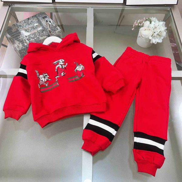 Marka Bebek Trailtsuits Kız Erkek Karikatür Hayvan Desen Baskı Hoodie Set Boyut 100-150 Tasarımcı Kazak ve Pantolon Jan20