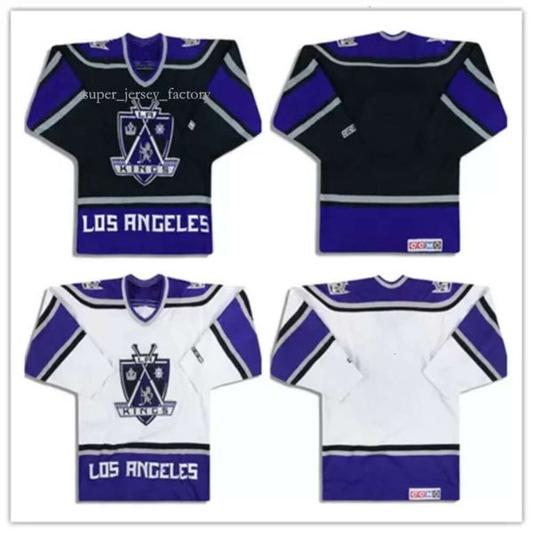 Personalizado Vintage 1999-02 LA KINGS # 20 Luc Robitaille CCM JERSEY # 4 Rob Blake Home Away Preto Branco Hóquei Jerseys Qualquer Nome Número S 1504 8704