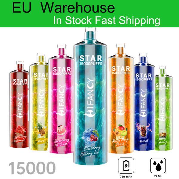 vape usa e getta hifancy star 15000 sbuffi vapes per sigaretta elettronica soffio usa e getta 15k puffbar vapes desechables vapers 24ml pod bar 750mah ricaricabile bobina da 0,6 mesh