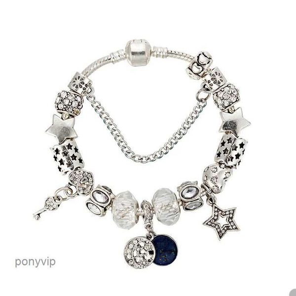 Pulseira de charme pendente de céu e estrela azul para 925 Bracelets de cadeia de cobra com prata esterlina para mulheres jóias de designer de cadeia de mão com caixa original JLNE