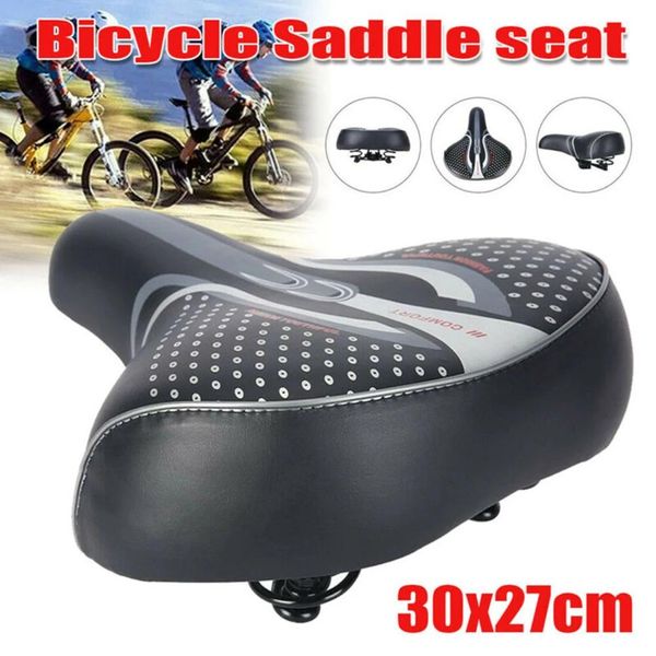 Selle Sella per bici extra larga Sella Cuscino Bici elettrica Scooter Sospensione Molla elicoidale PU Spugna Sedile Bicicleta Ciclismo Universale