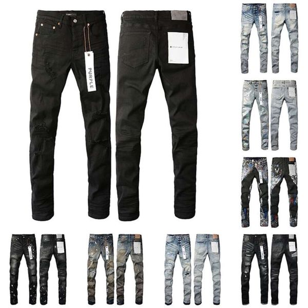 Calças de brim roxo para jeans jeans skinny homens angustiados motociclistas rasgados mulheres denim preto cinza em linha reta sweatpants designers corredores calça jeans 29 40