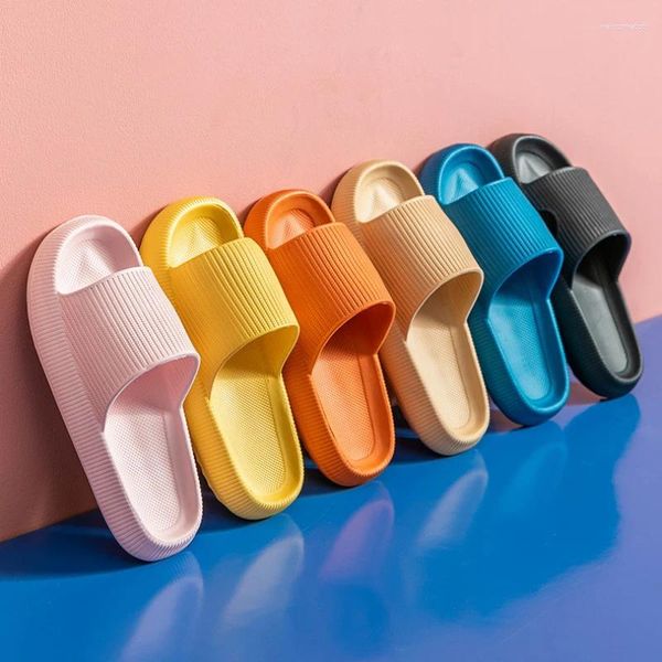 Slippers plataforma grossa banheiro casa feminina moda sola sola eva slides internos sandálias 2024 verão não escorregamento de verão quente com caixa