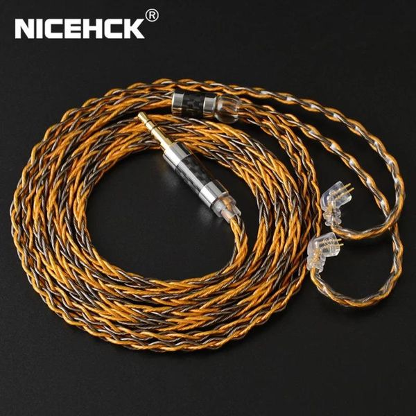 Fones de ouvido Nicehck C81 8 núcleo banhado a prata e cobre cabo de fone de ouvido misto 3,5 mm 2,5 mm 4,4 mm para mmcx/nx7 pro/qdc/0,78 mm 2pin