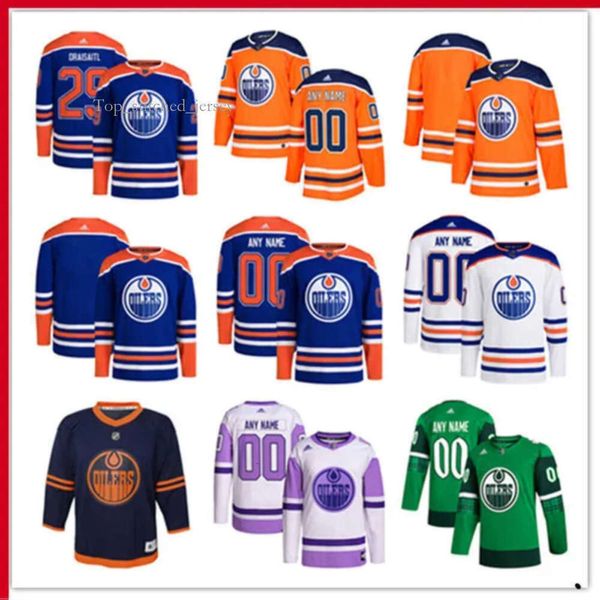 Edmonton Custom Oilers Hóquei Jerseys 25 Darnell Nurse 10 Derek Ryan 19 Mikko Koskinen 41 Mike Smith 56 Kailer Yamamoto 97 Connor Mcdavid 99 Wayne Gretzky Mark 1033