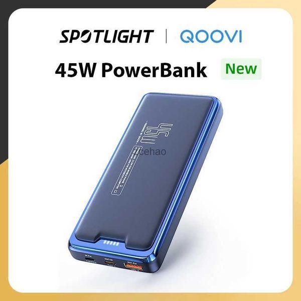 Handy-Powerbanks QOOVI 20000 mAh Power Bank Externer Akku Kapazität PD 45 W Schnellladung Tragbares Ladegerät Powerbank für Laptop iPhone Samsung