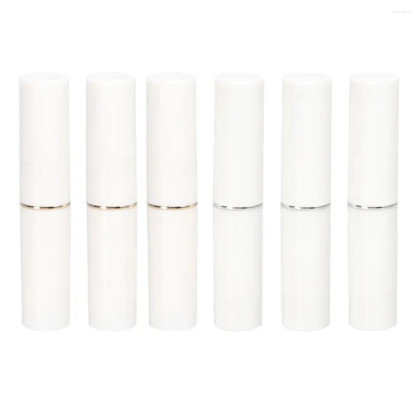 Lagerflaschen 6 stücke 28g Frauen Leere Kunststofflippenröhrchen Einfacher Glanzbehälter für Damen und Mädchen (3 Golden 3 Silber)