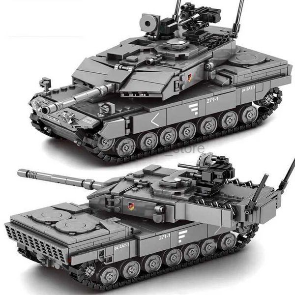 Blocos Série Militar Leopard 2A7 Tanque de Batalha Principal com Metralhadora Blocos de Construção Solider Figuras Tijolos Brinquedo Crianças Festival Presente 240120