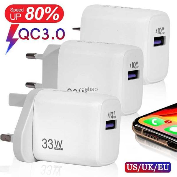 Carregadores de telefone celular universal qc3.0 33w carregamento rápido usb carregadores de telefone móvel para samsung eua ue reino unido carregador rápido adaptador de celular