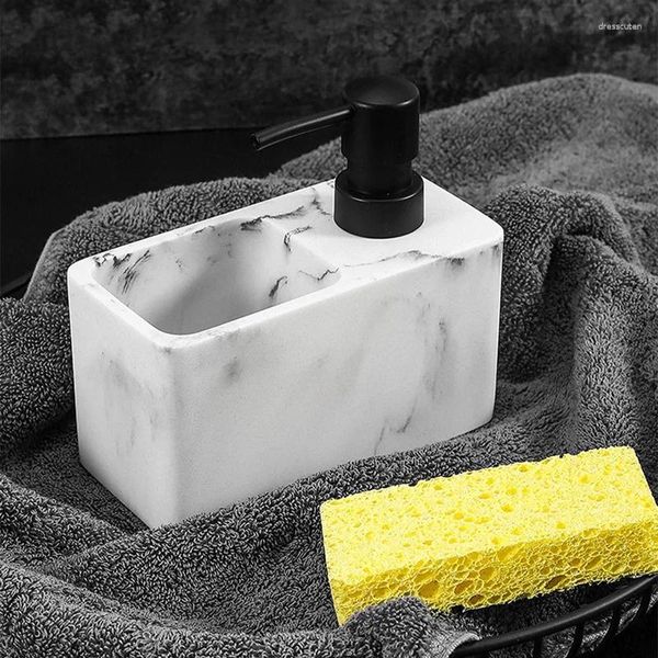 Dispensador de sabão líquido imprensa-tipo garrafa de lavar louça detergente pia do banheiro cozinha resina com escova de prato esponja