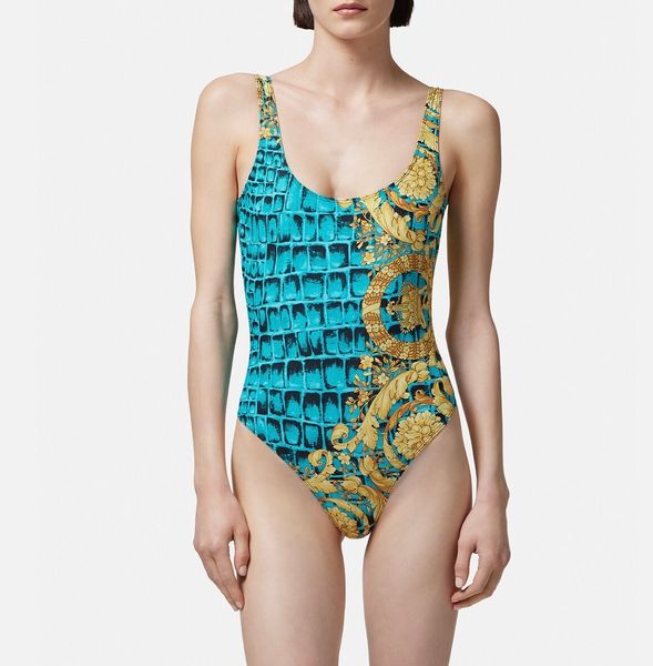 Designer-Bikinis Damen-Badeanzug Badeanzug mit Krokodilmuster Low-Back-Bikinis Damen-Bikini-Set Badebekleidung Sexy Badeanzug Schnür-Badeanzug Einteiliger Bikini Golddruck