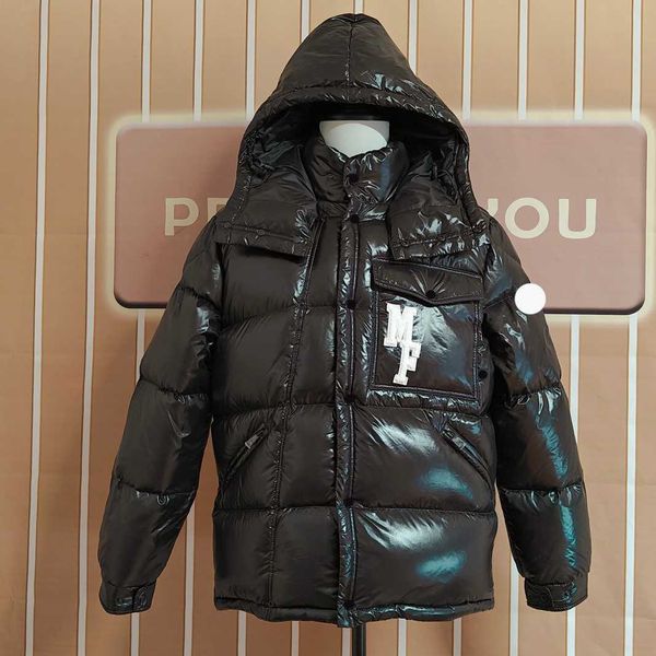 Mens Down Parkas Designer Mens Mulheres Com Capuz Jaqueta Moda Contrastante Couro Parka Casaco Homem Inverno Grosso Quente Puffer Jaquetas Duplo Zíper Impermeável Parka