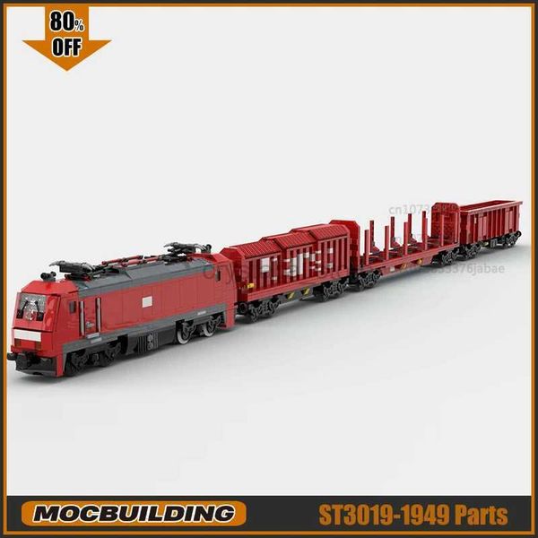 Blocos de carga expresso trem moc blocos de construção trem cidade modelo diy montado tecnologia tijolos exibição criativa crianças brinquedos presentes 240120