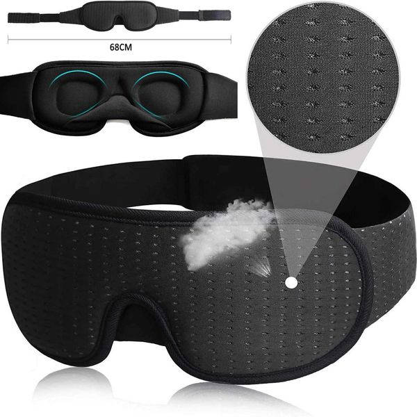 2 PCS Máscaras de Sono Máscara de Sono 3D Óculos de Dormir Máscara de Olho para Mulheres Homens Noite Venda Capa de Olho Noite Respirável Slaapmasker Alça Ajustável