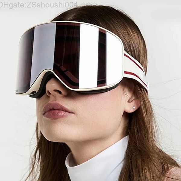 Kayak Goggles Snowboard Kadın Erkekler Kayak Gözlük Maskesi UV UV 400 Gözlük Üzerinde Kar Koruma Yetişkin Çift Boz Anti-Silindirik 231113 UZ9Z