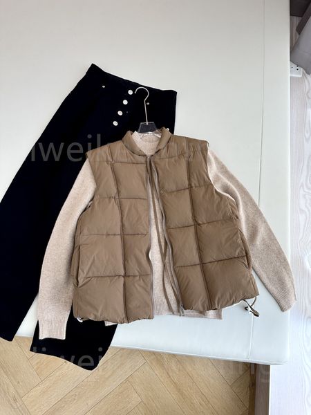 Gilet da donna Giubbotto imbottito Giacche da donna senza maniche Cappotto firmato Capispalla sottile Gilet Colletto in piedi Gilet imbottito con cappuccio Coppia Giacca calda da esterno Cappotto Top