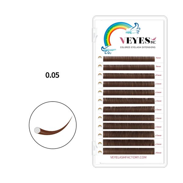 Veyes Inc 0.05mm Latte Brown Extensões de Cílios Veyelash Macio 8-16MM Cílios Postiços Falso Vison Extensões de Cílios de Volume Individual 240119