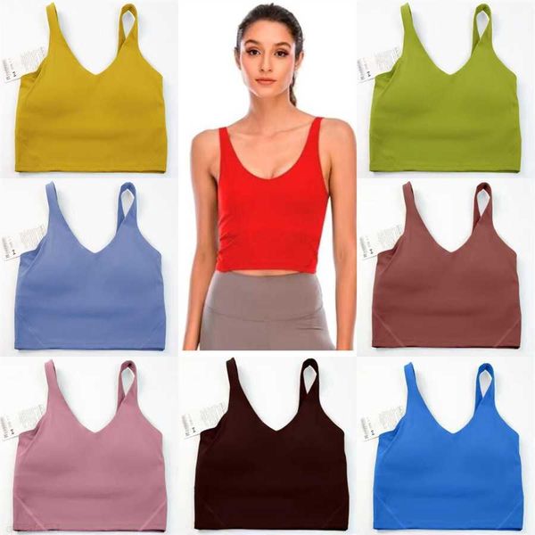 2023 Yoga Outfit Lu20 U Tipo Back Align Tank Tops Roupas de Ginástica Mulheres Casual Running Nude Apertado Sutiã Esportivo Fitness Linda Roupa Interior Colete Camisa JKL123 Tamanho 5KVT