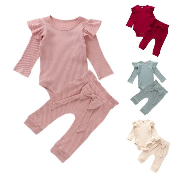 Säugling Herbst Baby Mädchen Kleidung Hosen Sets Frühling Herbst geboren Kinder Top und Unten Kleidung Sets Baby Artikel Kleidung 240118