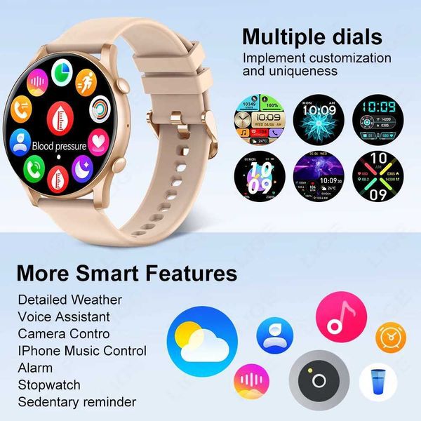 Akıllı Saatler Lige Smart Watch Kadın Bluetooth Çağrı Sport Fitness Ai Ses Kontrol Bileziği Android IOS için Tam Dokunmatik Bilezik Yeni Akıllı Saat