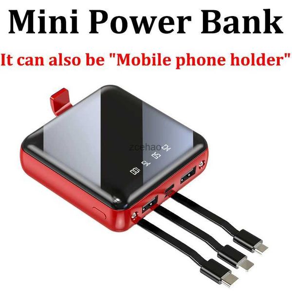 Bancos de energia para telefone celular Mini Power Bank 30000mAh Tela espelhada LED Display digital Powerbank com cabo para 12 11 Samsung Huawei Poverbank