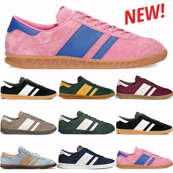 Designer-Schuhe Hamburg Wildleder-Sneakers Rose Pink Schwarz Weiß Hellblau Maroon Chalky Brown Mode Herren Low Casual Sneakers Damen Trainer Eur 36-45