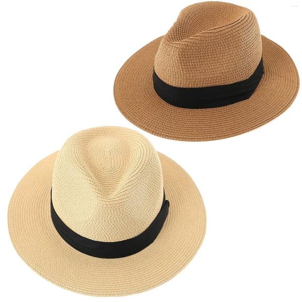 Chapéus de borda larga 2 peças mulheres ligeiramente curvadas montanhismo boné de pesca ao ar livre equitação vazia chapéu de palha para mulheres casquette femme