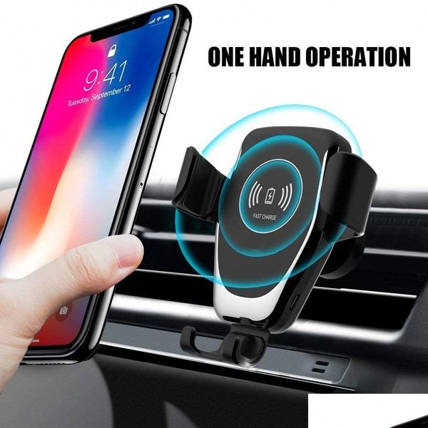 Autoladegerät Matic Qi Wireless Mount für Telefon Xs Max Xr X 8 10W Schnellladehalter S10 S9 Drop Delivery Mobiles Motorräder Electro Dh3Xv