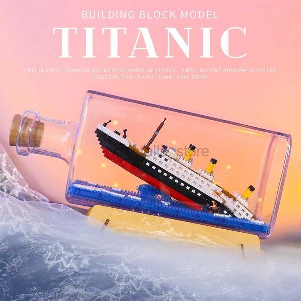 Blöcke Neue Micro Bricks Mini-Baustein-Kits Bau Diamant DIY Modell Drift Flasche Spielzeug RMS Titanic One Piece Piratenschiff 240120
