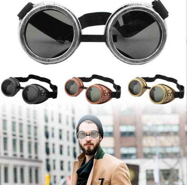 Óculos de metal pesado steampunk para motocicleta, óculos de proteção estilo gótico para cosplay, decorações de halloween